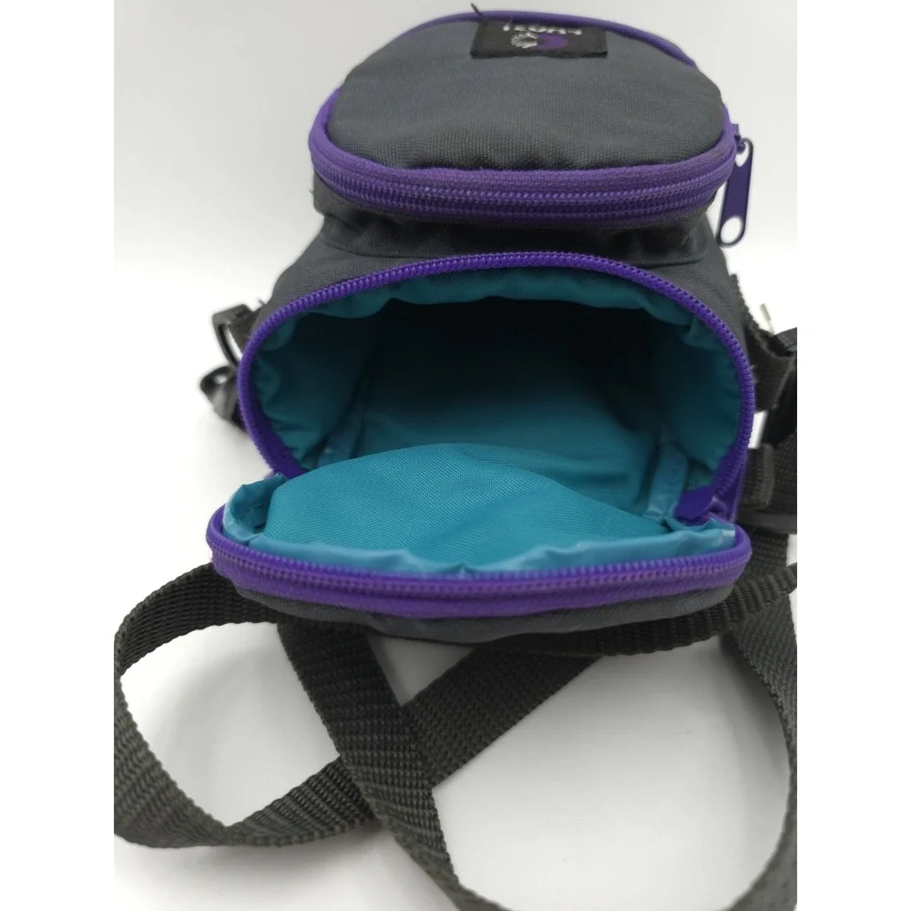 Vtg Coast Camera‎ Bag Case Gray Purple Teal W/Shoulder Strap Front Zip Pouch